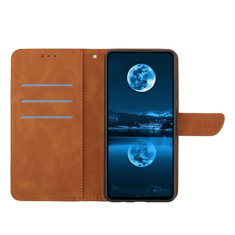 Funda de Cuero con Relieve y Costuras para Infinix Hot 50I 4G (Marrón)