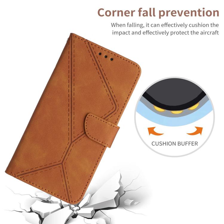 Funda de Cuero con Relieve y Costuras para Infinix Hot 50I 4G (Marrón)