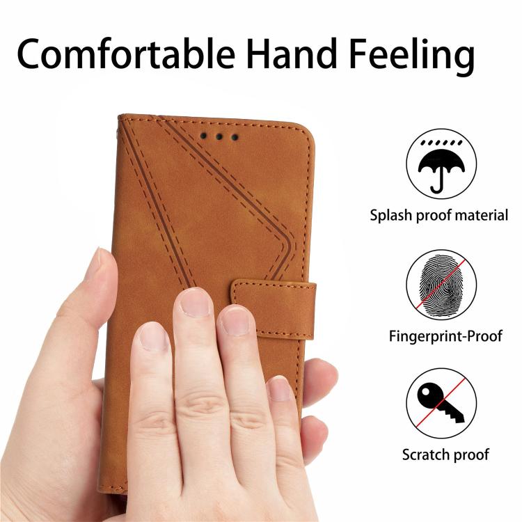 Funda de Cuero con Relieve y Costuras para Infinix Hot 50I 4G (Marrón)