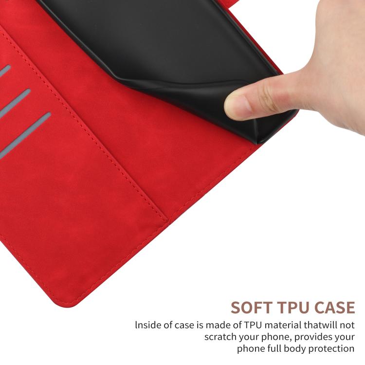 Funda de cuero con relieve y costuras para Infinix Smart 10 4G / Tecno Pop 10 (roja)