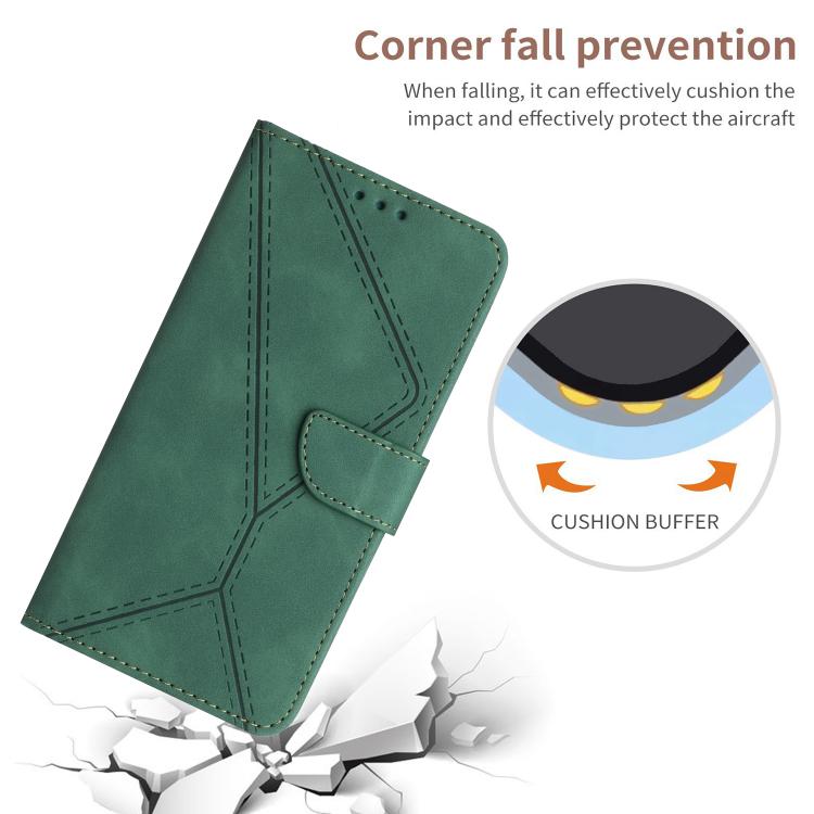 Funda de cuero con relieve y costuras para Infinix Smart 10 4G / Tecno Pop 10 (verde)