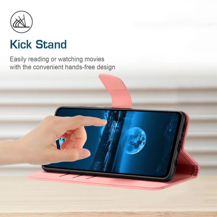 Funda de cuero con relieve y costuras para Infinix Smart 10 Plus 4G (rosa)