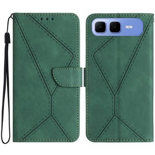 Funda de cuero con relieve y costuras para Infinix Smart 10 Plus 4G (verde)