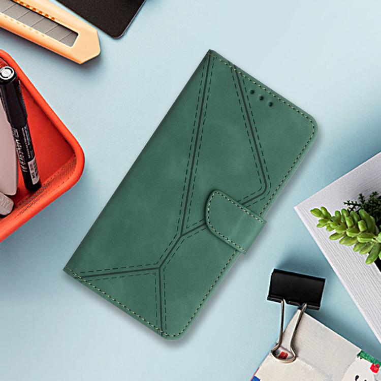 Funda de cuero con relieve y costuras para Infinix Smart 10 Plus 4G (verde)