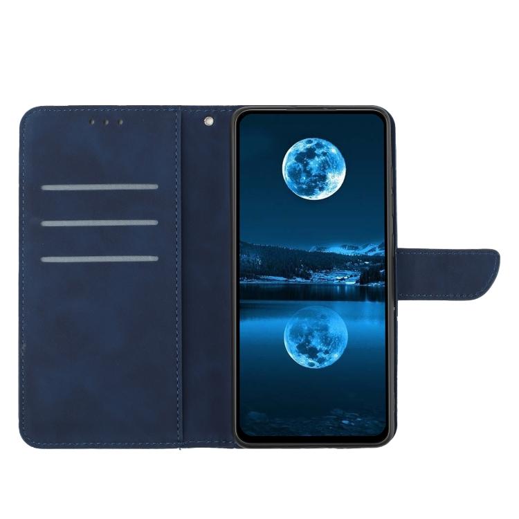 Funda de cuero con relieve y costuras para Infinix Smart 10 Plus 4G (azul)