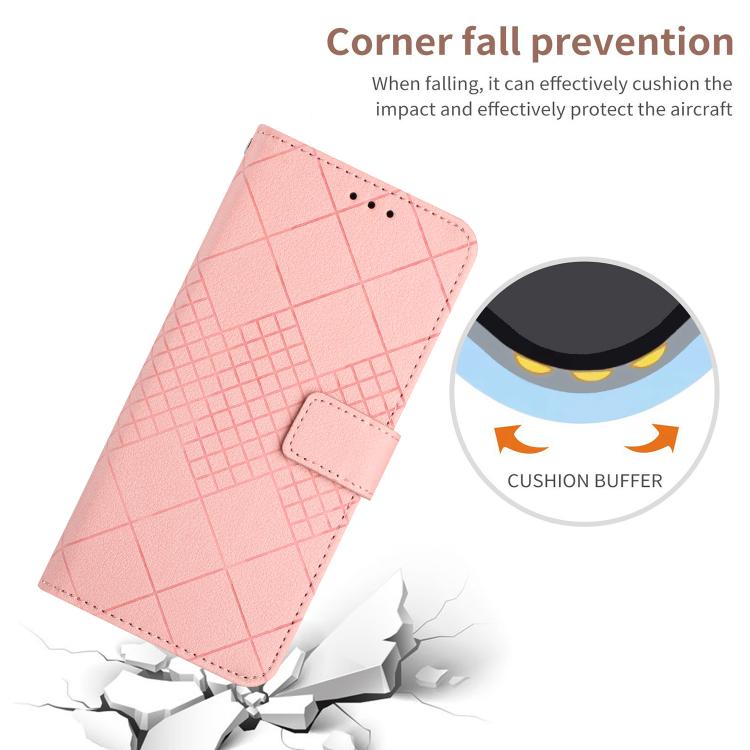 Funda de cuero con textura de cuadrícula rómbica para Infinix Smart 10 Plus 4G (rosa)