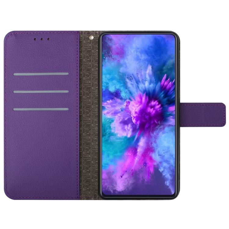 Funda de cuero con textura de cuadrícula rómbica para Infinix Smart 10 4G / Tecno Pop 10 (morado)