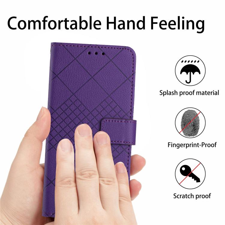 Funda de cuero con textura de cuadrícula rómbica para Infinix Smart 10 4G / Tecno Pop 10 (morado)