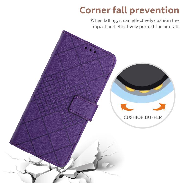Funda de cuero con textura de cuadrícula rómbica para Infinix Smart 10 4G / Tecno Pop 10 (morado)