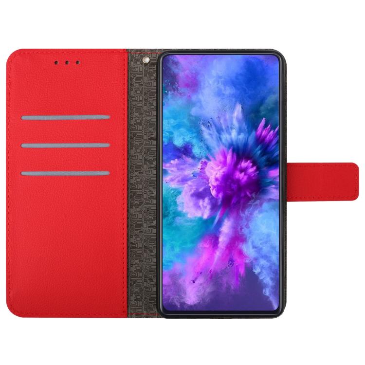 Funda de cuero con textura de cuadrícula rómbica para Infinix Smart 10 4G / Tecno Pop 10 (roja)