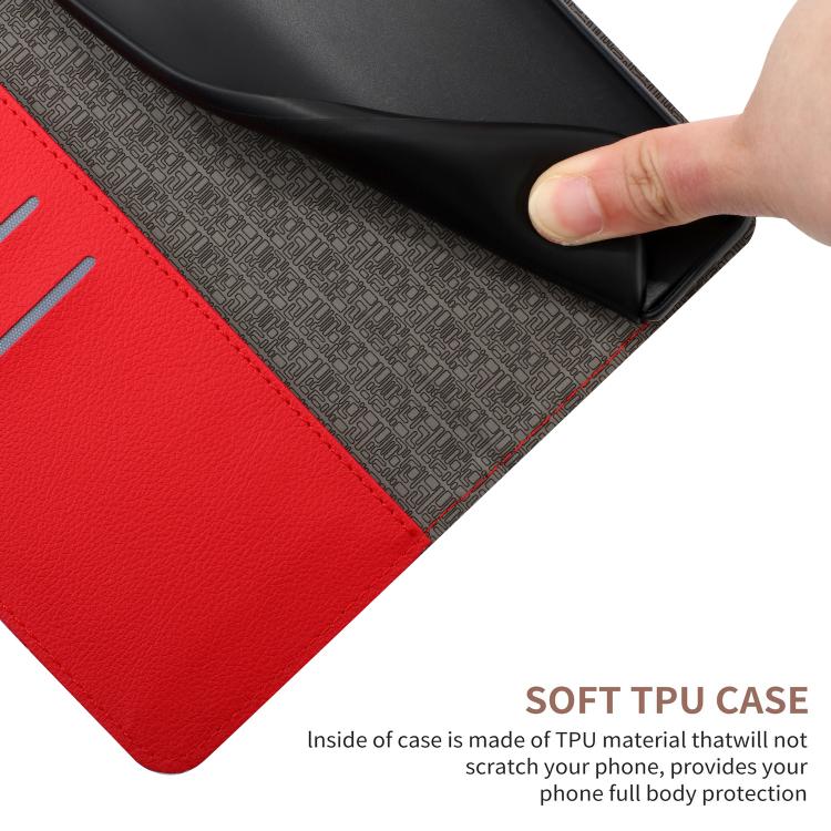 Funda de cuero con textura de cuadrícula rómbica para Infinix Smart 10 4G / Tecno Pop 10 (roja)