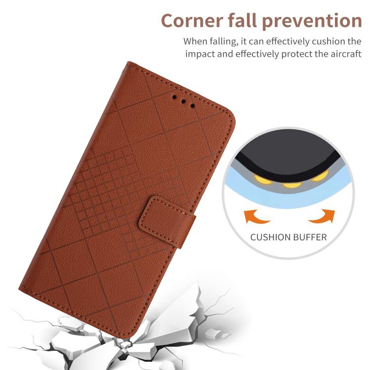 Funda de cuero con textura de cuadrícula rómbica para Infinix Smart 10 4G / Tecno Pop 10 (marrón)