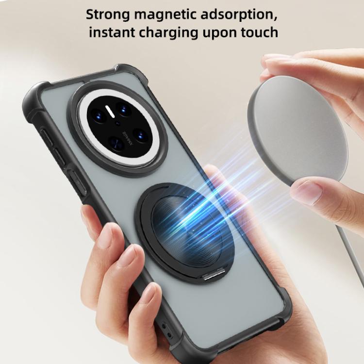 Funda para Teléfono Huawei Mate 70 con Textura de Cd y Soporte Giratorio 360° (Azul)