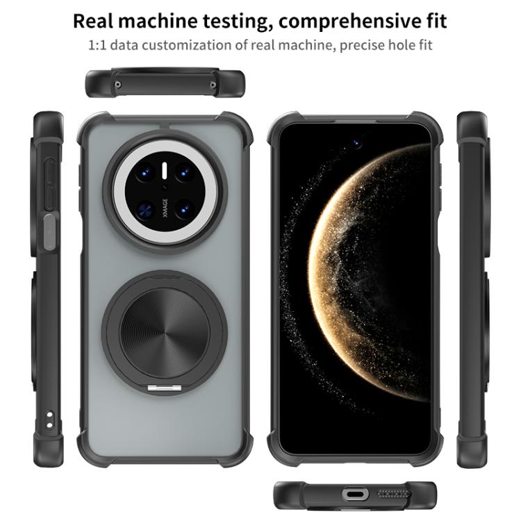 Funda para Teléfono Huawei Mate 70 con Textura de Cd y Soporte Giratorio 360° (Azul)