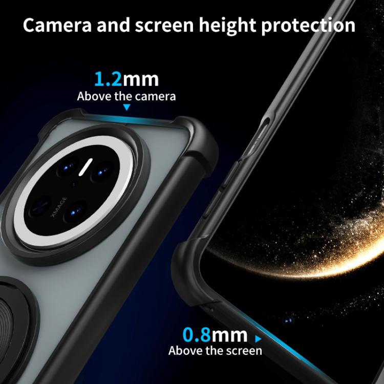 Funda para Teléfono Huawei Mate 70 con Textura de Cd y Soporte Giratorio 360° (Azul)