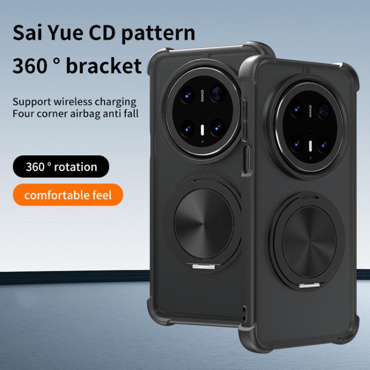 Funda para Huawei Mate 70 Pro con Soporte Giratorio 360° y Textura Cd Magsafe (Negra)