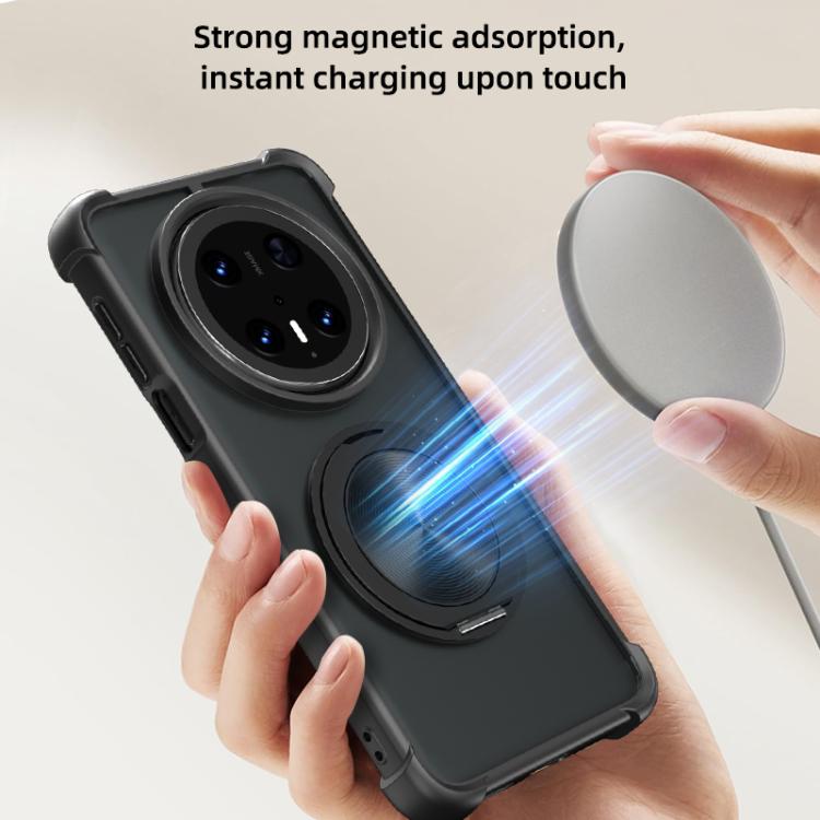 Funda para Huawei Mate 70 Pro con Soporte Giratorio 360° y Textura Cd Magsafe (Negra)