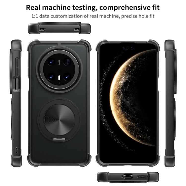 Funda para Teléfono Huawei Mate 70 Pro Textura Cd Soporte Giratorio 360° Magsafe (Gris)