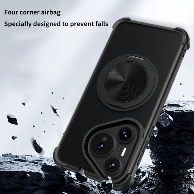 Funda para Teléfono Huawei Pura 70 con Soporte Giratorio 360° y Textura Cd Magsafe (Gris)