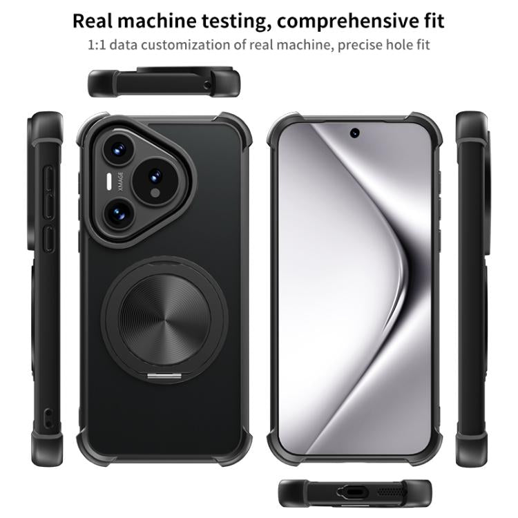 Funda para Teléfono Huawei Pura 70 con Soporte Giratorio 360° y Textura Cd Magsafe (Gris)