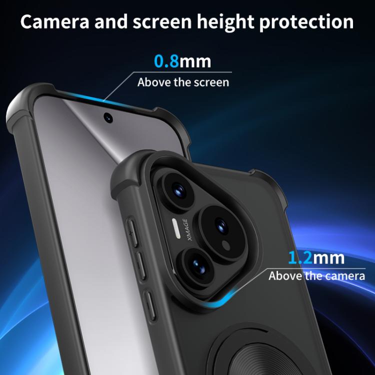 Funda para Teléfono Huawei Pura 70 con Soporte Giratorio 360 Grados y Textura Cd Magsafe (Dorada)