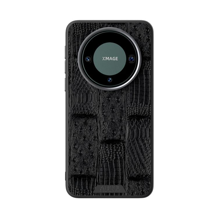 Funda de Piel Auténtica con Micrograbado 6D y Diseño Bestia Abbeel para Huawei Mate 60 Pro / 60 Pro+ (Negra)
