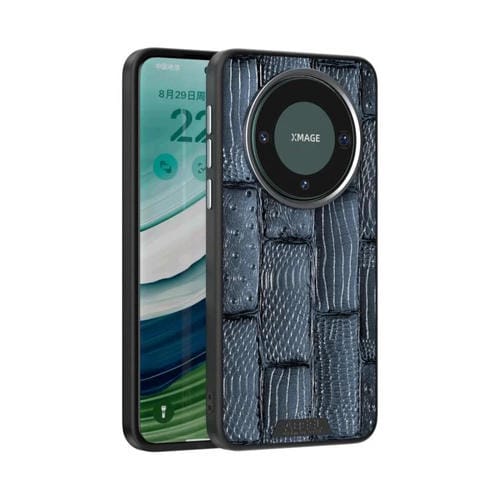 Funda de Piel Auténtica Magsafe con Micrograbado 6D Abeel Beast Pattern para Huawei Mate 60 (Azul)