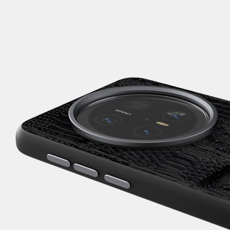 Funda de Piel Auténtica Magsafe con Micrograbado 6D y Diseño Abeel Beast para Huawei Mate 70 (Negra)