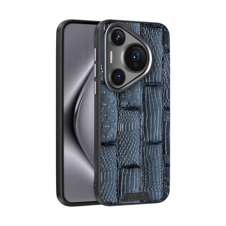 Funda de Piel Auténtica con Micrograbado 6D Abbeel Beast Pattern para Huawei Pura 70 Pro / 70 Pro+ (Azul)