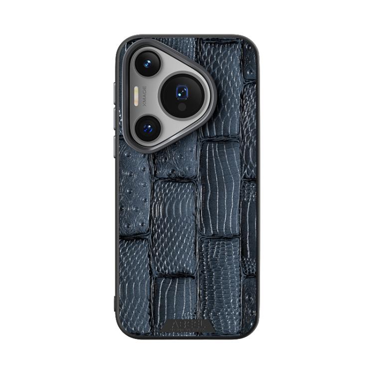 Funda de Piel Auténtica con Micrograbado 6D Abbeel Beast Pattern para Huawei Pura 70 Pro / 70 Pro+ (Azul)