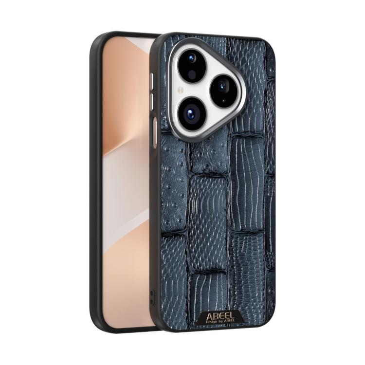 Para Huawei Pura 80 5G ABEEL Beast Pattern 6D Funda para teléfono de cuero genuino MagSafe con microrrelieve (azul)