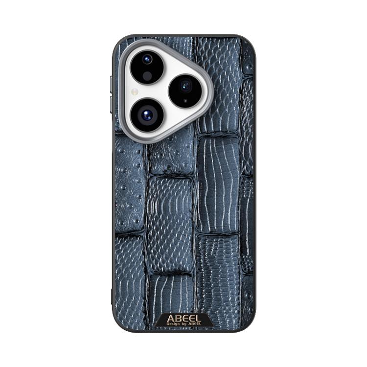 Para Huawei Pura 80 5G ABEEL Beast Pattern 6D Funda para teléfono de cuero genuino MagSafe con microrrelieve (azul)