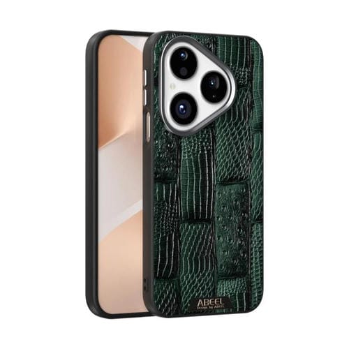 Para Huawei Pura 80 5G ABEEL Beast Pattern 6D Funda para teléfono de cuero genuino MagSafe con microrrelieve (verde)