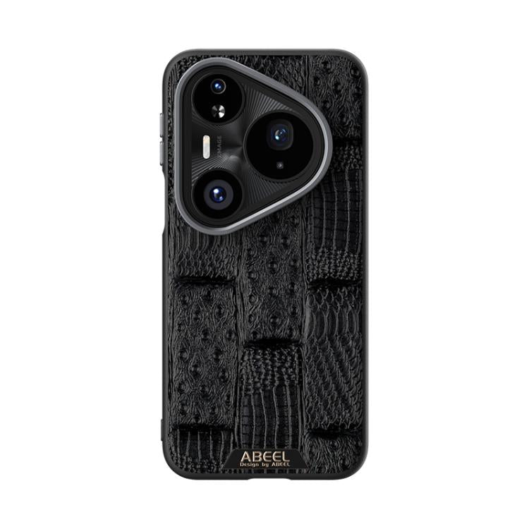 Funda de piel auténtica MagSafe con micrograbado 6D ABEEL Beast Pattern para Huawei Pura 80 Pro 5G / 80 Pro+ 5G (negra)