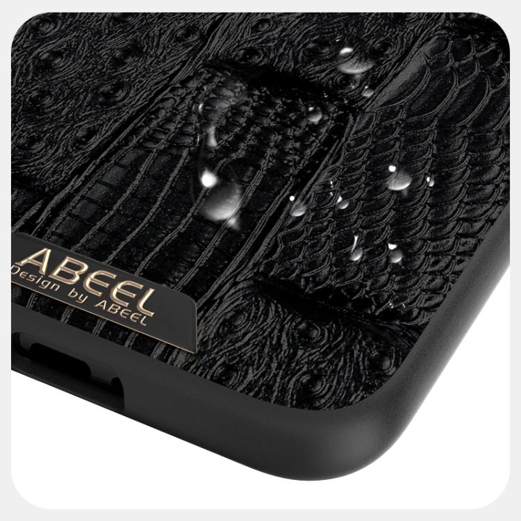 Funda de piel auténtica con diseño de la bestia ABBEEL 6D y micrograbado MagSafe para Huawei Pura 80 Ultra 5G (negra)