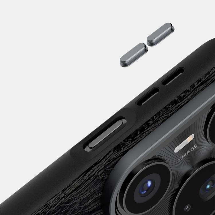 Funda de piel auténtica con diseño de la bestia ABBEEL 6D y micrograbado MagSafe para Huawei Pura 80 Ultra 5G (negra)