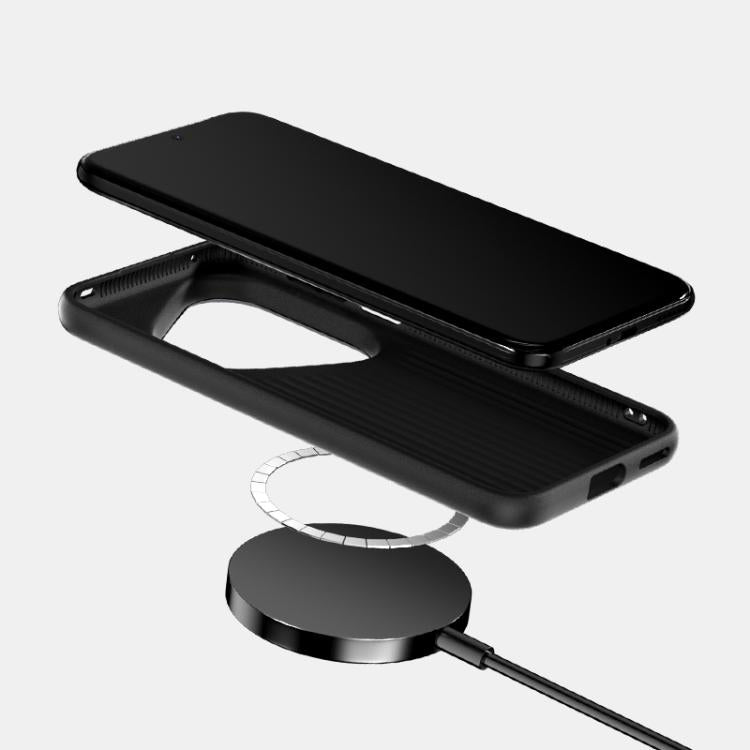 Funda de piel auténtica con diseño de la bestia ABBEEL 6D y micrograbado MagSafe para Huawei Pura 80 Ultra 5G (negra)