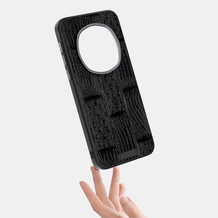 Funda Cuero Genuino Magsafe con Micrograbado 6D y Diseño Abeel Beast para Honor Magic7 Pro (Marrón)