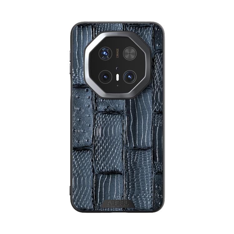 Funda de Piel Auténtica con Micrograbado 6D para Huawei Mate 70 Rs Ultimate con Diseño Abeel Beast (Azul)