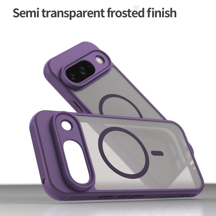 Funda híbrida TPU y PC esmerilada Magsafe para Google Pixel 9 Fan Dun Series (Morada)
