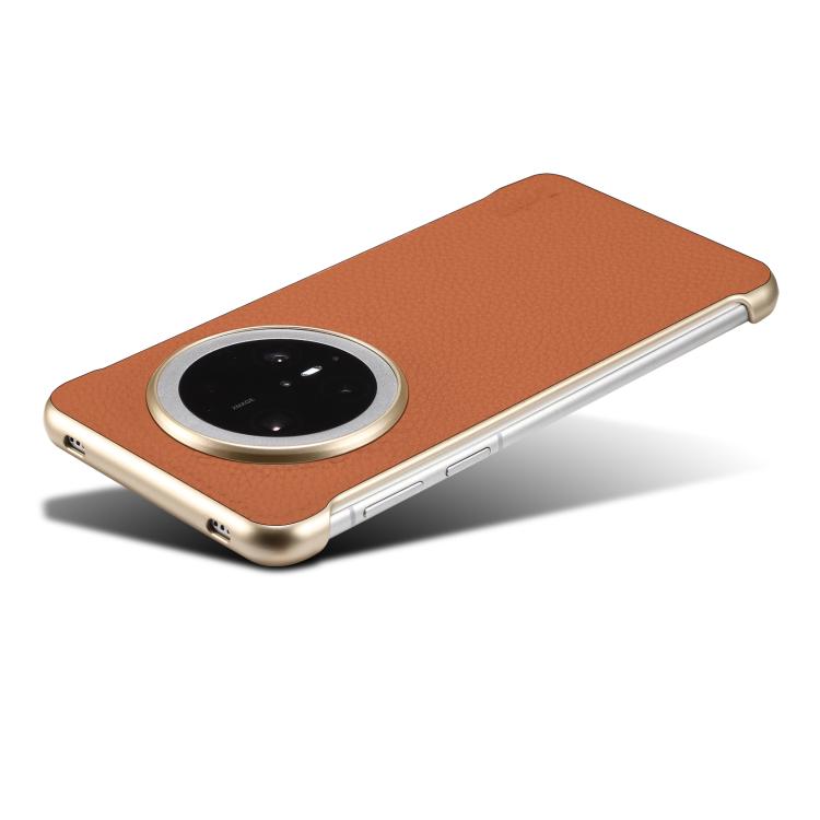Funda Magsafe Huawei Mate 60 Pro Denior A20 Piel Auténtica Textura Lichi (Marrón)