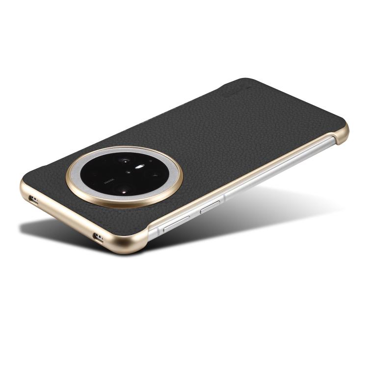 Funda Magsafe sin Marco Huawei Mate 70 Denior A20 Piel Auténtica Textura Lichi (Negro)
