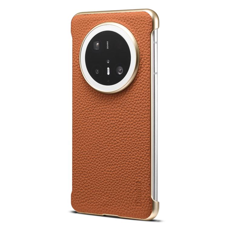 Funda Magsafe sin Marco Huawei Mate 70 Pro Denior A20 Piel Auténtica Textura de Lichi (Marrón)