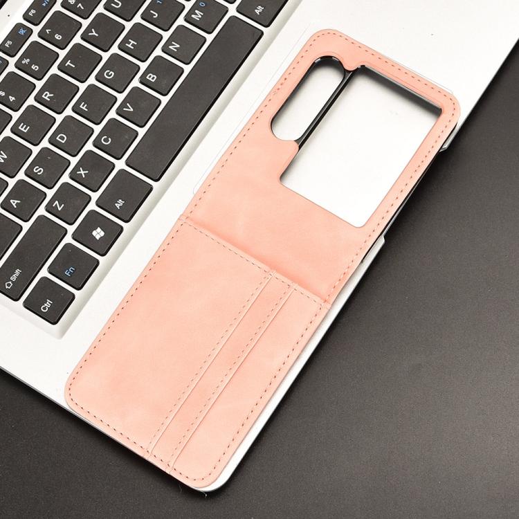 Funda Plegable para ZTE Nubia Flip2 con Ranura para Tarjetas y Diseño de Piel (Rosa)