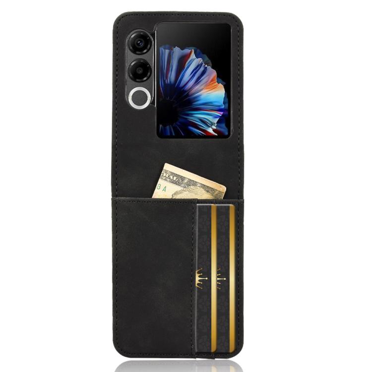 Funda Plegable ZTE Nubia Flip2 con Ranura para Tarjetas y Diseño de Piel (Negra)