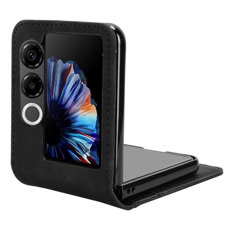 Funda Plegable ZTE Nubia Flip2 con Ranura para Tarjetas y Diseño de Piel (Negra)