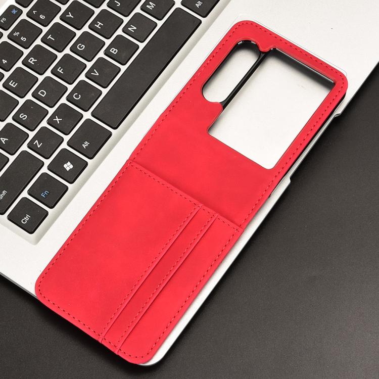 Funda Plegable ZTE Nubia Flip2 con Ranura para Tarjetas y Diseño de Piel (Roja)