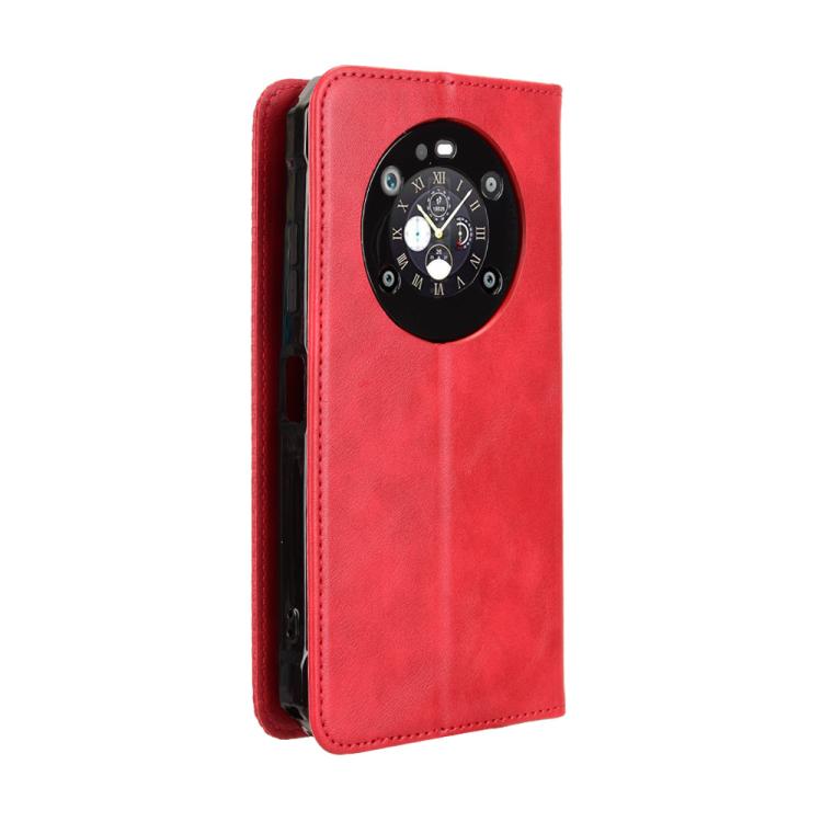 Funda de Cuero Fossibot F109 Textura Retro Hebilla Magnética (Roja)