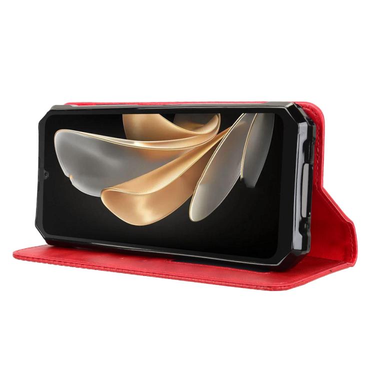 Funda de Cuero Fossibot F109 Textura Retro Hebilla Magnética (Roja)
