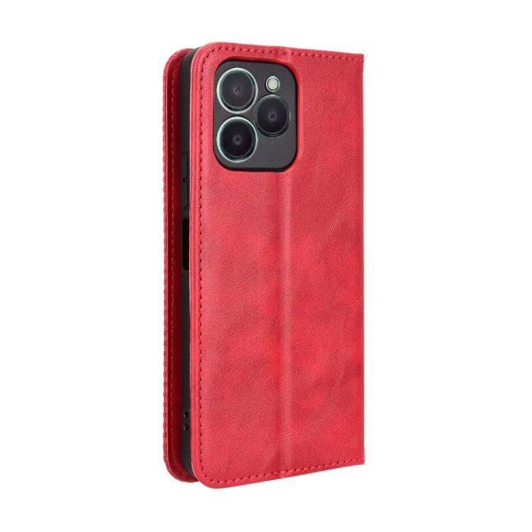 Funda de Cuero Fossibot S1 5G Textura Retro Hebilla Magnética (Roja)